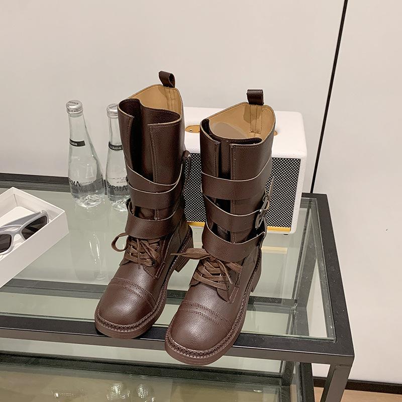 Retro British Martin boots women's 2025 autumn new thick heel belt buckle short boots locomotive boots versatile boots tide
