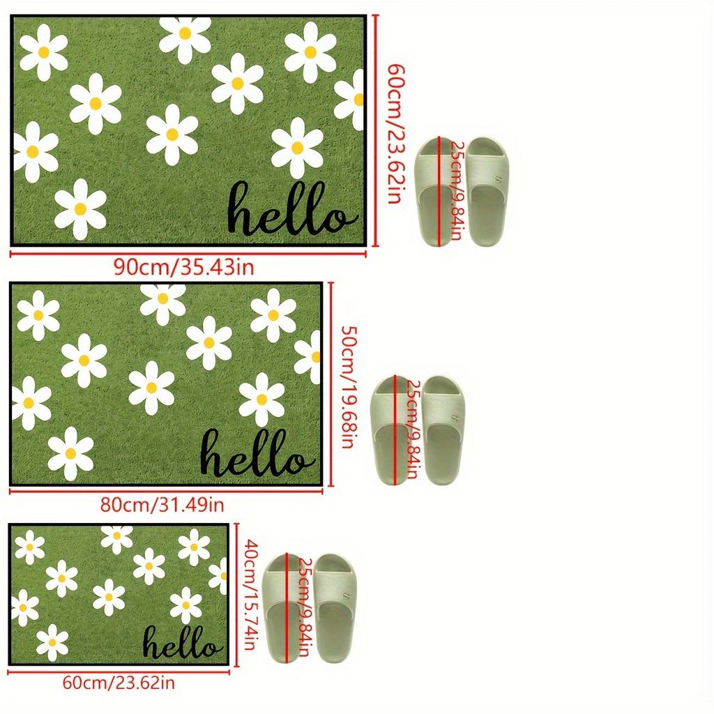 Small Chrysanthemum Carpet Cow Green Doormat Welcome Mat Outdoor Carpet Rug For Bedroom Living Room Carpet Washable Home