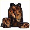 Prärie-Pferd-Muster Dreiteiliges Set, Schultasche, Federmäppchen, Umhängetasche, Lässiges 3D-Druck-Rucksack-Set.