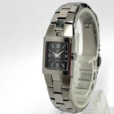 Used 874 Working Item Battery Replaced CITIZEN XC Citizen Cross Sea Ladies Watch Quartz 3 Hand Black Square Popular Rare 5430-H32116