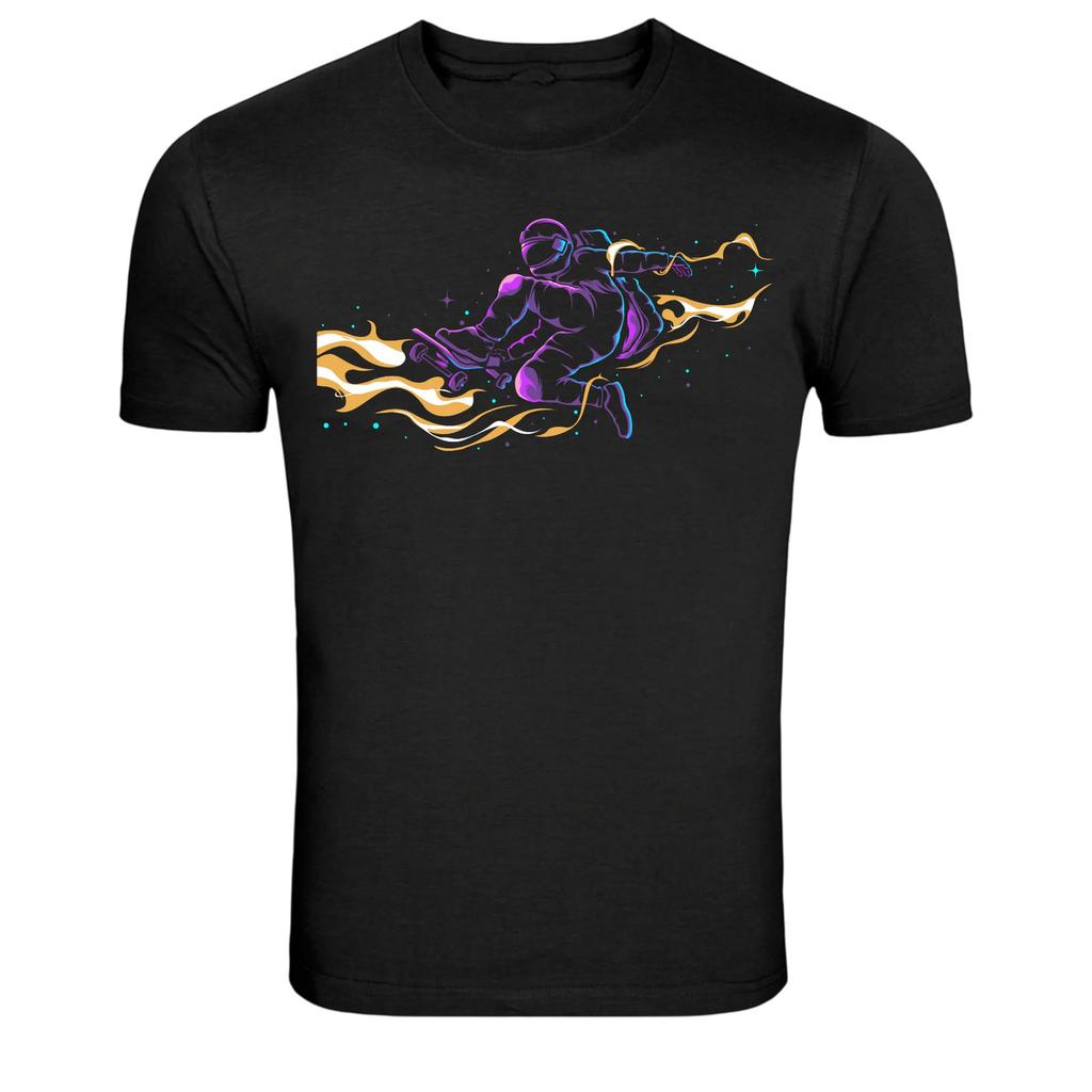 Skateboarder Neon Flame Street Sport Graphic T-Shirt