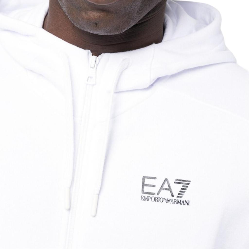 Emporio Armani Ss23 Solid Color Logo Embroidered Drawstring Hooded Long Sleeve Zip-Up Sweatshirt Men Sweatshirt White 3RPM19-PJLSZ-0100