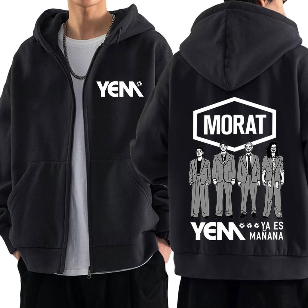 Band Morat Yem Ya Es Manana Tour Print Zipper Hoodie Men Women Hip-hop Tops Winter Loose Casual Vintage Zip Up Jacket