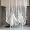 White Lace Voile Curtains with Florals Embroidery Pulling Curtain for Bedroom and Living Room 150cm