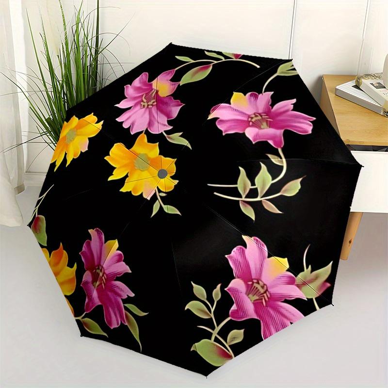 1pc Floral Pattern Automatic Open/Close Umbrella, Portable Folding umbrella for Everyday Use yy250826010