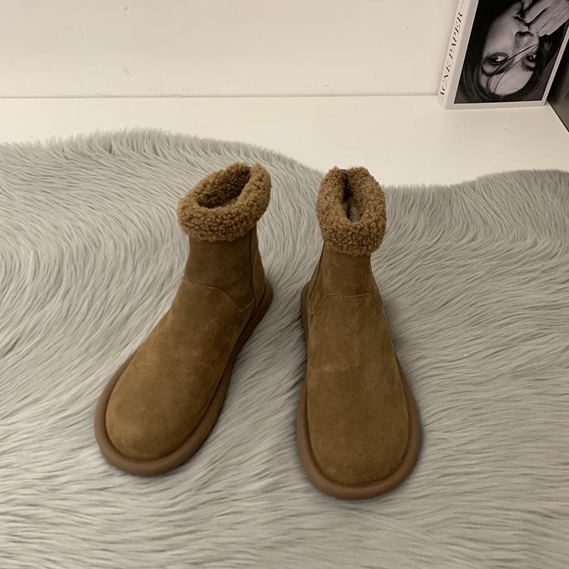 

Suding small heater~ Retro Mori cotton shoes women s winter velvet warm snow boots frosted lamb wool short boots 40