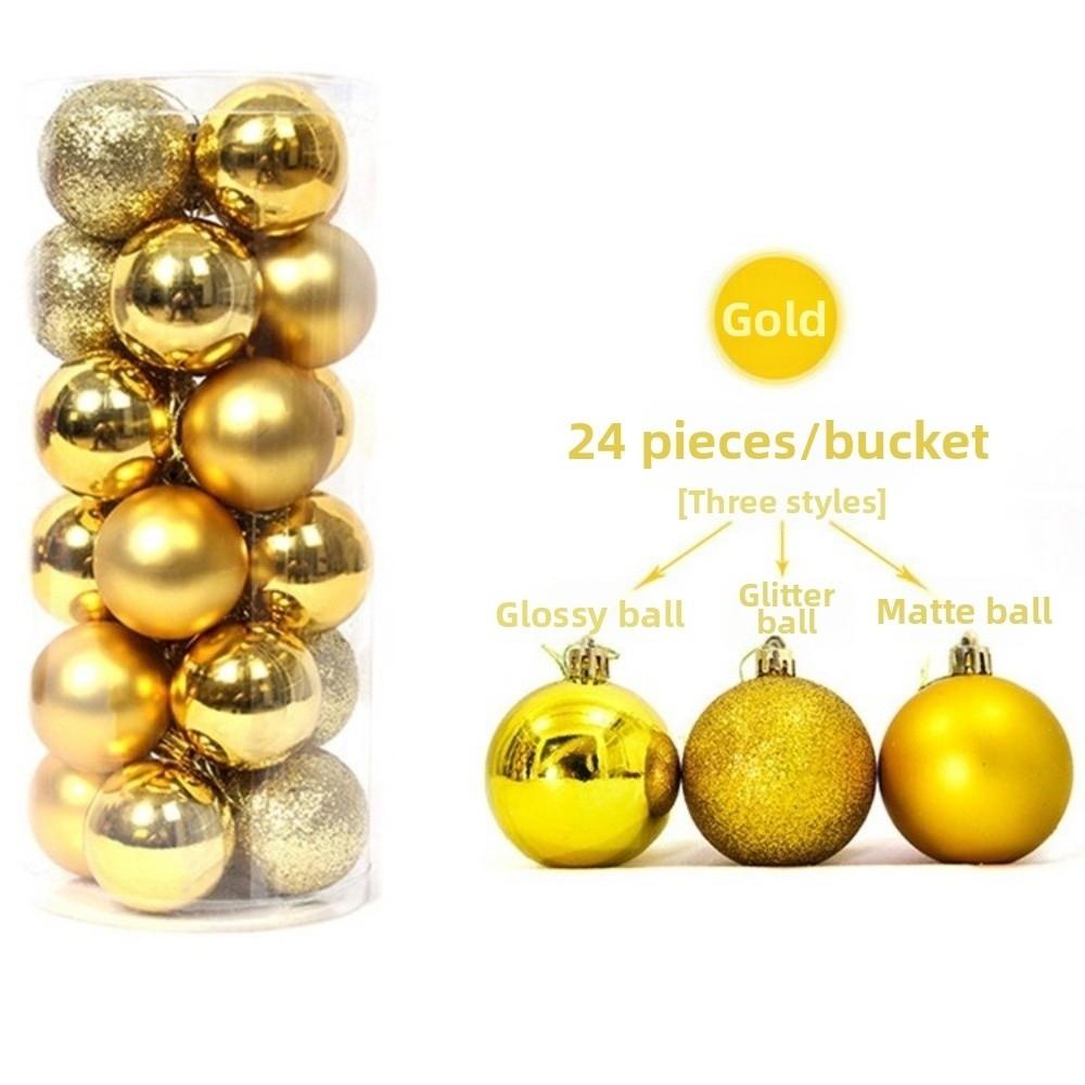 24Pcs 3/5CM Christmas Balls Hang Pendant Plastic Christmas Tree Ornaments Shatterproof Reusable Xmas Tree Baubles Christmas Tree
