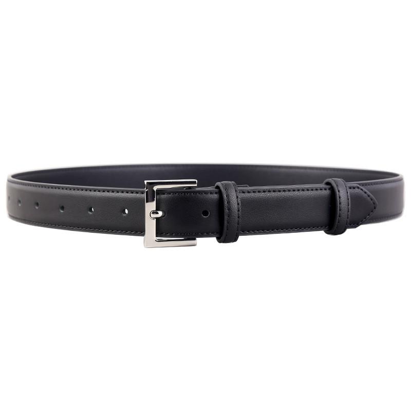 Classic Leather Belt For Women With Silver Pin Buckle And Casual Style