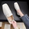Fashion Ladies Footwear Slip-on Office Women's Flat Shoes Square Toe Comfortable and Elegant 2025 Summer Luxury Brand Promotion Vacation