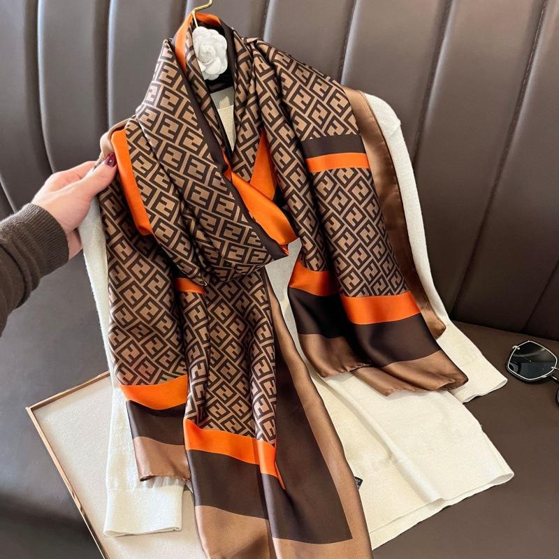 New Spring and Summer Silk Scarf Female Imitation Oversized Shawl Neck Protection Sun Protection Yarn Headscarf Fashion Trend