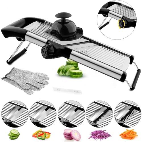 VEKAYA Mandoline Slicer, Kitchen Mandoline Slicer, Adjustable Stainless Steel Mandoline, Vegetable Slicer for Potatoes, Onions, Cucumbers, Tomatoes, a