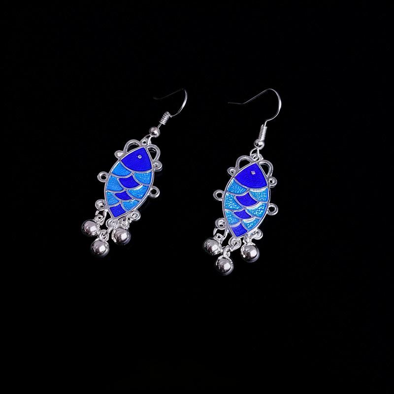 Ethnic style earrings Alloy silver-plated Miao ethnic minority Dong Yi earrings Earrings