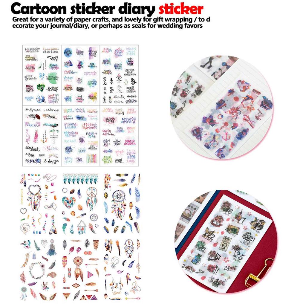 6 pcs/pack World Travel Cartoon Stickers Diary Sticker Scrapbook