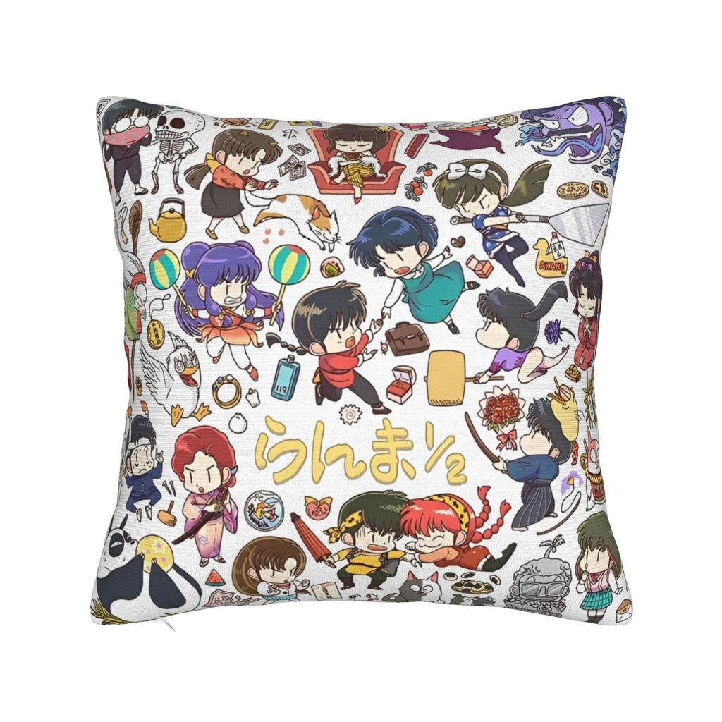 Manga Ranma 1⁄2 Square Pillow Case Adventure Martial Comedy Cushion Covers Polyester Decorative Pillowcase for Home 45x45cm