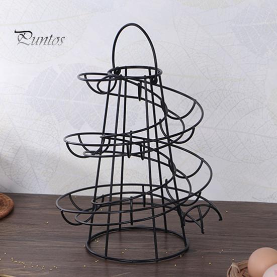 Egg Holder Spiral Storage Rack Rustproof Corrosion Resistant Hollow Bottom Design Egg Storage Shelf Dispenser