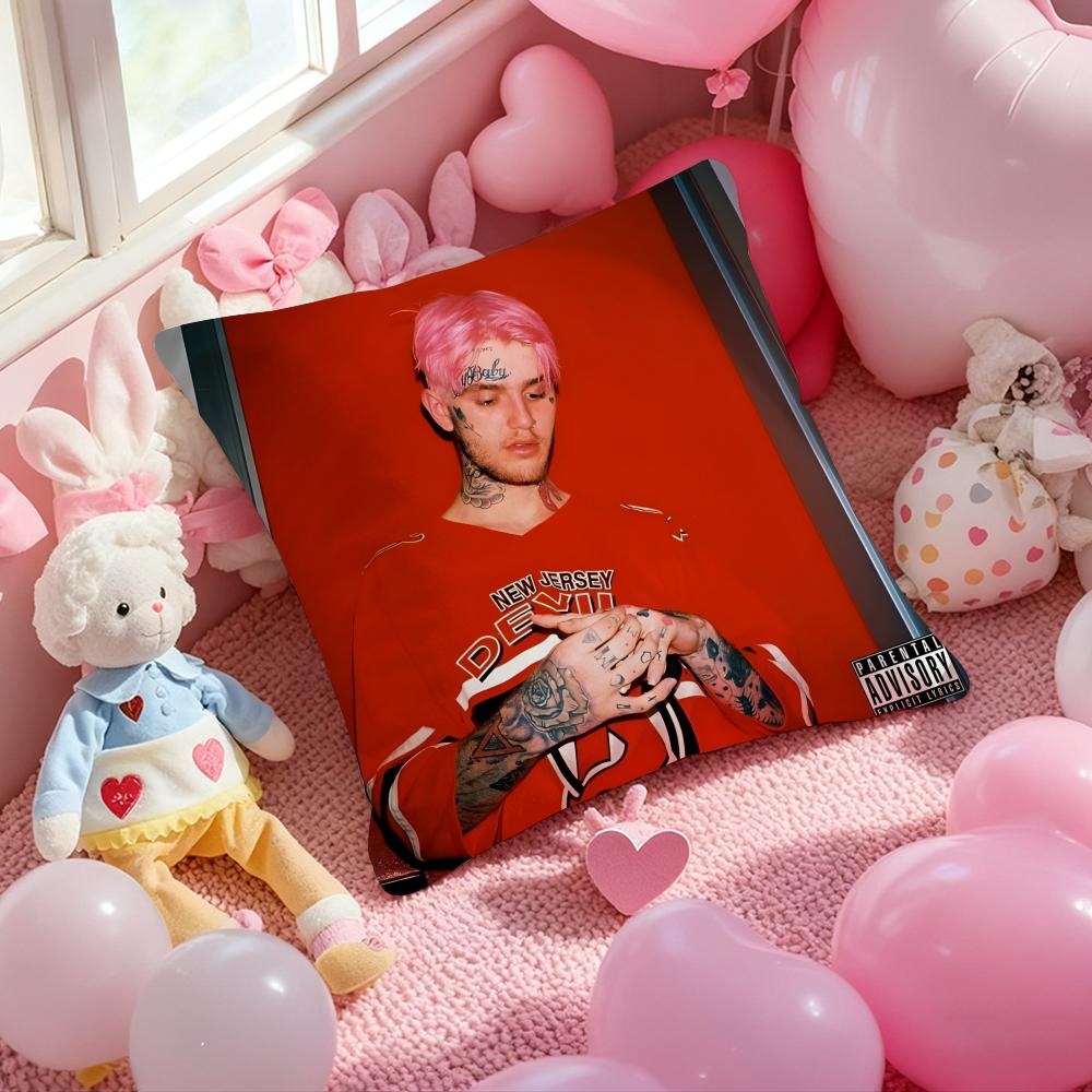 Rapper L-Lil P-Peep Hip Hop Music Cushion Cover Pattern Printed Pillowcase for Living Room Sofa Cushion Cover & Bedroom Decor
