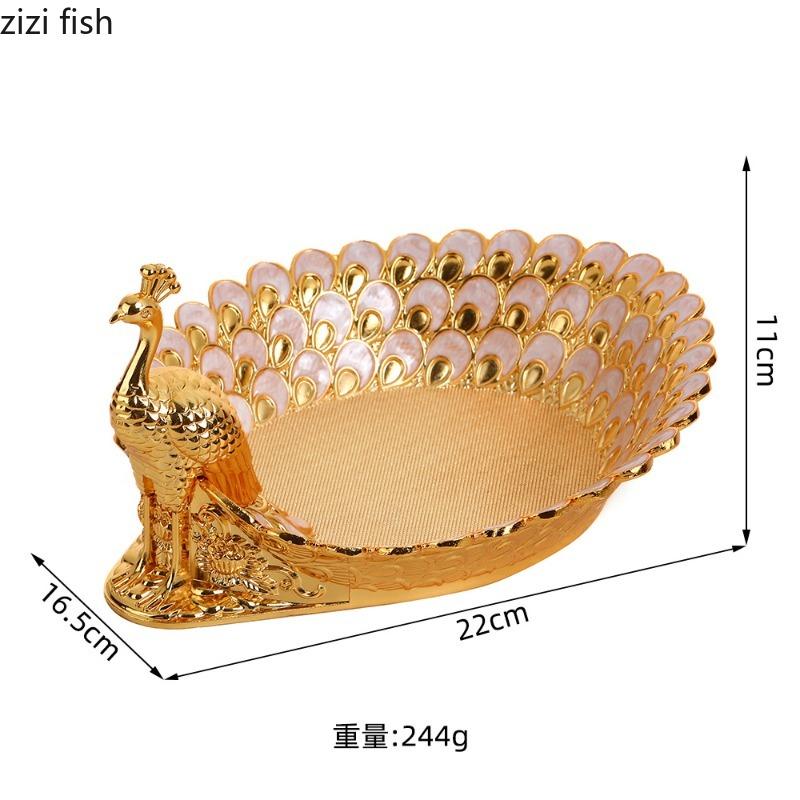 Peacock Snack Plate Metal Fruit Plate Snack Plates Fruit Bowl Storage Tray Decorative Plates Candy Bowl Dried Fruits Box Dish