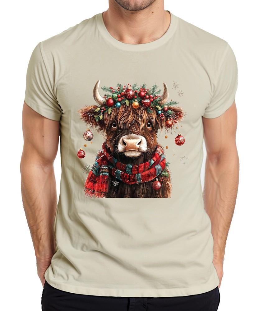 Scottish Highland Cow Christmas Festive Farm Gift Unisexs Tshirt