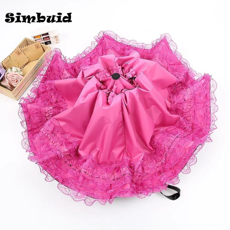 Faltbarer Spitzen-Regenschirm für Damen Anti-UV Sonnenschutz Regenschirm für sonnige und regnerische Tage Damen-Sonnenschirm Sonnenschutz