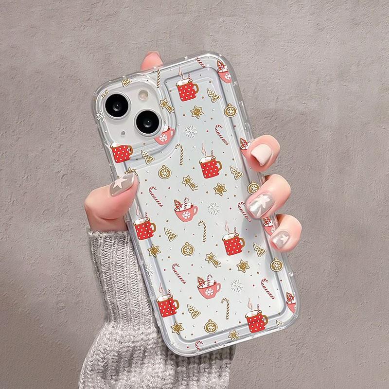 Christmas Graphic Print Clear Phone Case for iPhone 17 Air 16 15 14 13 12 11 Pro Max Cover iPhone Air 16E SE2 7 8 Plus Cartoon Winter Shockproof Cover