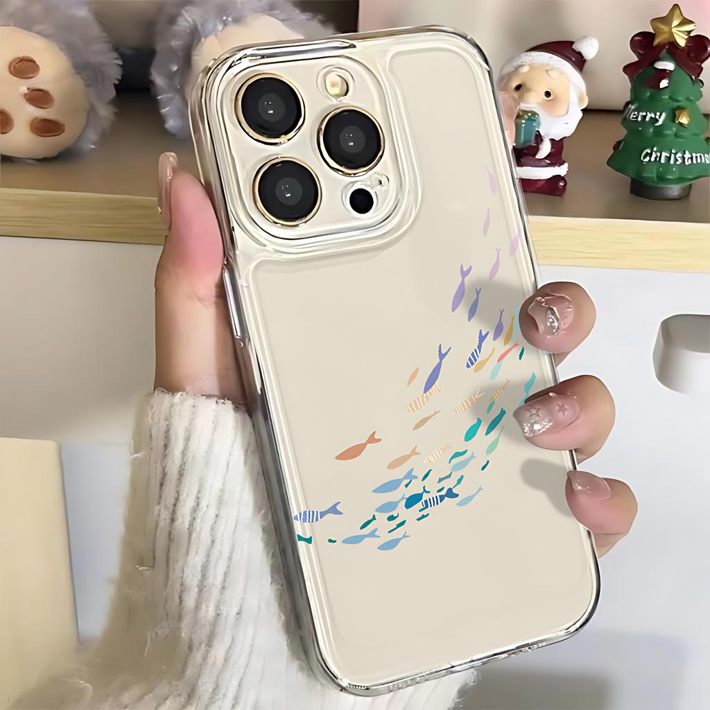 Colorful fish Phone Case For iPhone 17 16e 16 15 14 13 12 11 Mini Air Pro Max X XR XSMax 7 8 Plus Transparent Soft Back Cover