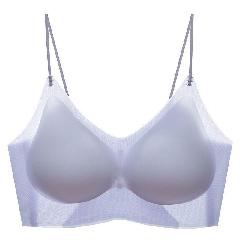 Women's Seamless Push-Up Strappy Bandeau Vest - Super Thin, Breathable Cooling Bra for Small Chests