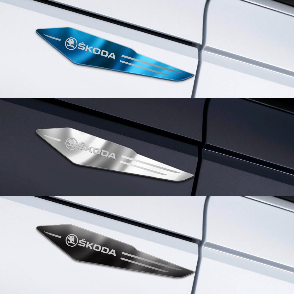 2pcs Reflective Car Body Side Fender Metal Sticker Auto Refit For Skoda Rapid Fabia 1 2 Kodiaq Octavia 2 A7 A5 A4 Superb VRS S