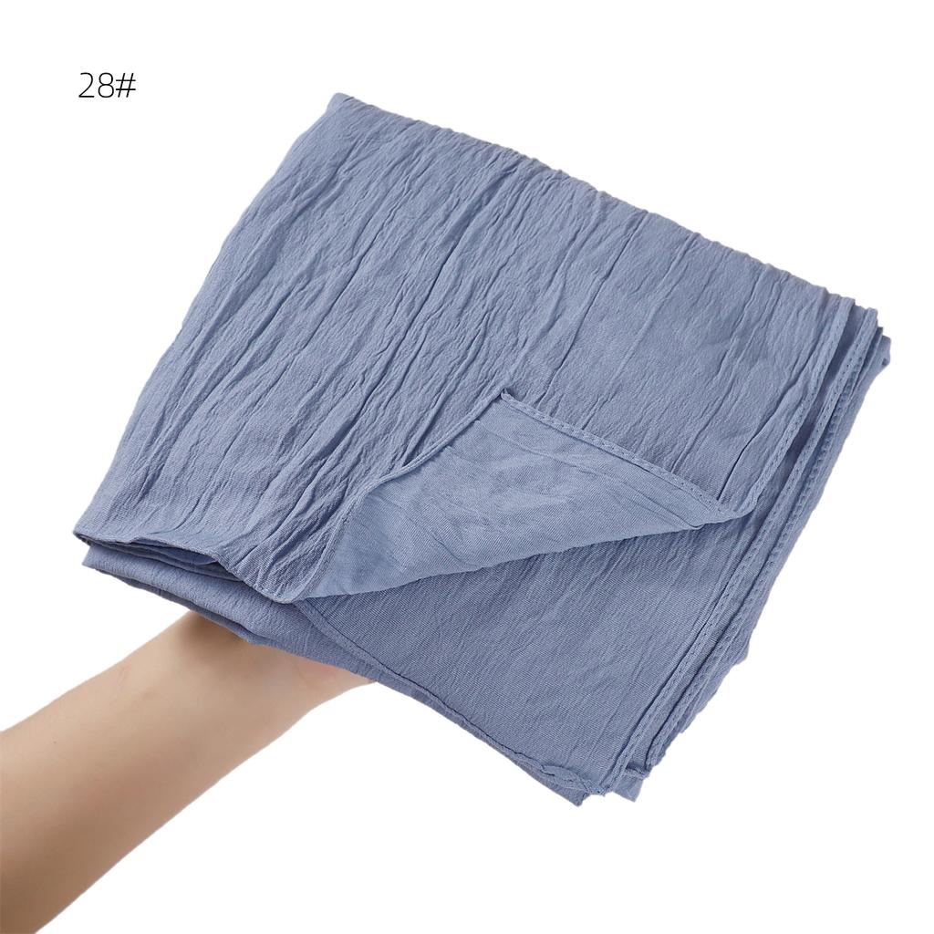 High Quality Breathable Elastic Wrinkle Long Scarf Women Plain Color Polyester Crinkle Soft Hijab Muslim Ladies Turban Headwraps