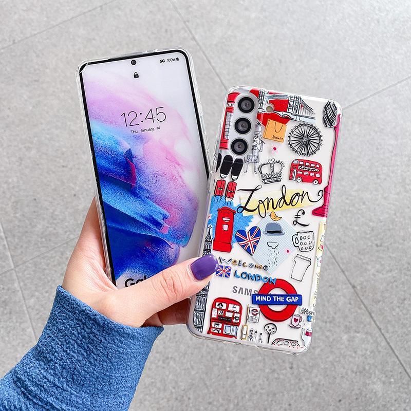 Custodia per telefono con illustrazione di città romantica retrò per Samsung Galaxy S22 Ultra S21 Plus S20 Fe S10 Note 20 A32 A52 A72 5g Cover in TPU