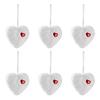 Festival Rabbit Hair Ball Heart Ornament Feature Ribbon Hanging Adornment For Holiday Party And Home Decors Accent