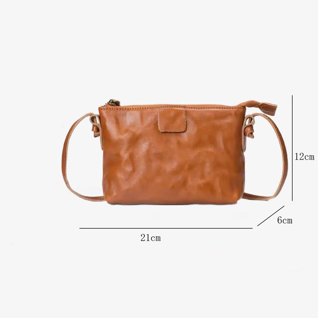 Johnature Versatile And Minimalist Small Crossbody Bag Genuine Leather Solid Color Soft Cowhide Mini Shoulder Bag