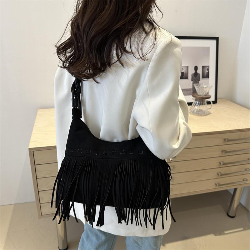 IELGY Ladies Messenger Bag Suede Tassel Bag Large Capacity Shoulder Tote Bag