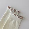 Fashion Girls Lolita Kawaii Cute Middle Tube Socks Sox Sweet Solid Color Black White Gray Long Socks Ruffle Socks Women