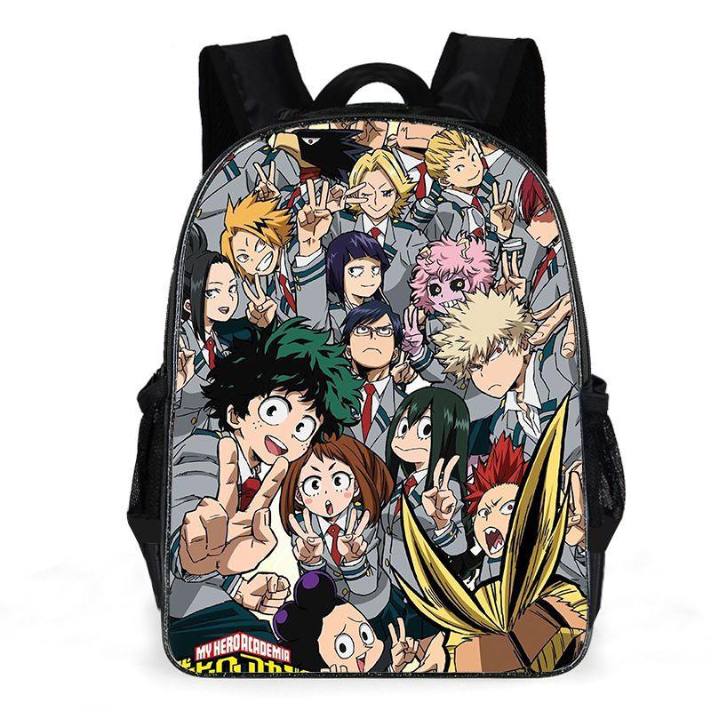 Polyester My Hero Academy Casual Backpack For Outdoor Travel Adjustable Strap And Spacious Design