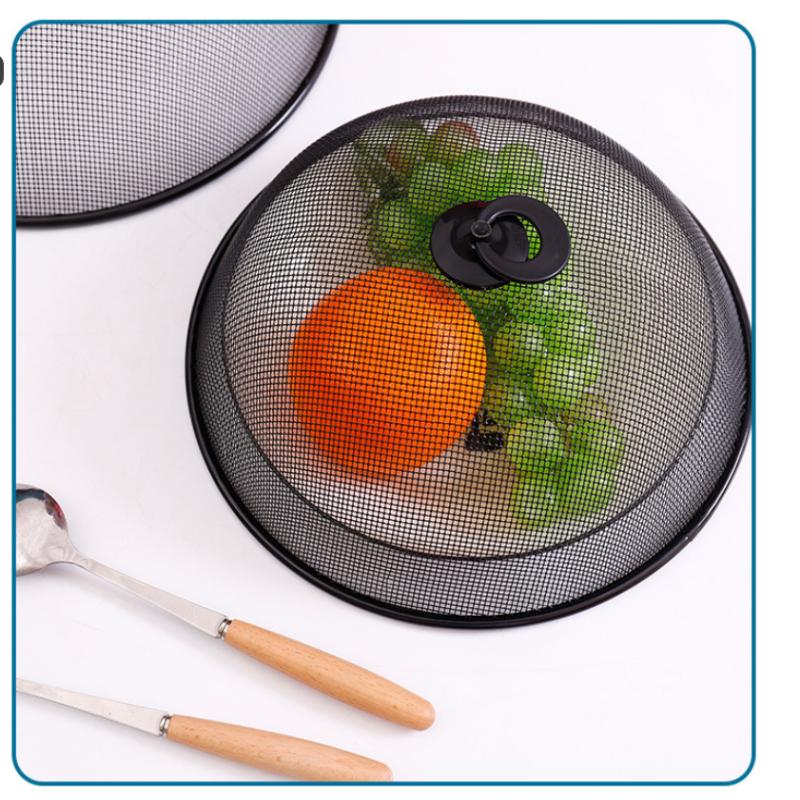 Breathable Mesh Food Protector Round Anti-flying Dish Cover Portable Dustproof Lid for Home Outdoor Kitchen Use