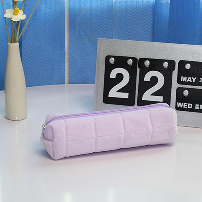 

Милий плюшевий пенал для дівчаток Великої місткості Студентський органайзер для зберігання Канцелярський бокс Офіс Школа Purple (purple zipper)