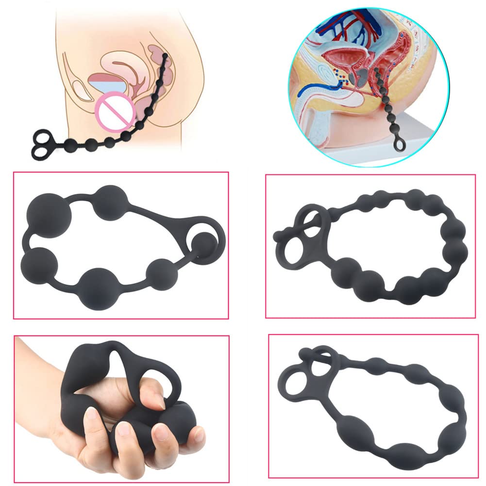 Anal Anal Prostate Anal Anal Training with Anal SM Unisex Plug, Beads, Silicone, Massager, Expansion, Development, Device, Handle, Plug, Ring,