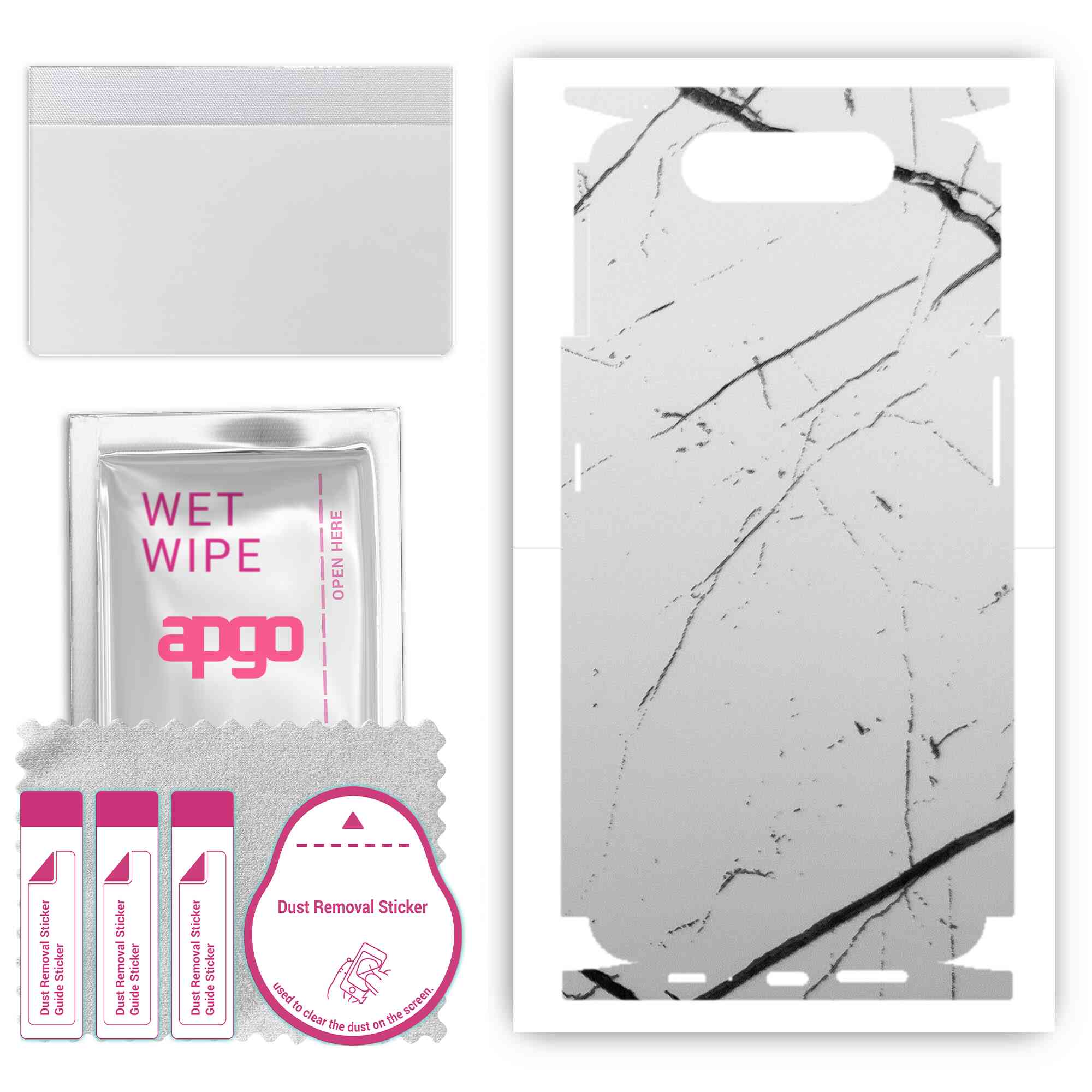 

apgo Protective Skin Sticker for the back+sides compatible with Samsung Galaxy A80, Full Wrap Film, Foil, Vinyl - Pattern White Marble