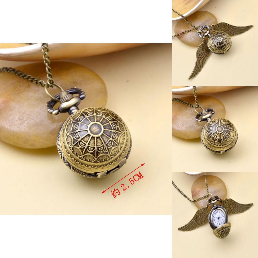 Encantador Regalo de Navidad Snitch Dorada Bola Alada Retro Reloj Collar Con Atractivo Vintage Atemporal