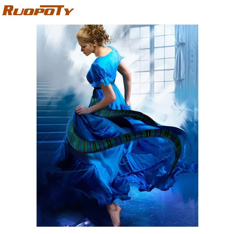 

RUOPOTY балетная женская фигурка картина «сделай сам» картина по номерам комплект акриловая краска на холсте настенная художественная живопись для домашнего декора подарок 40x50CM NO Frame