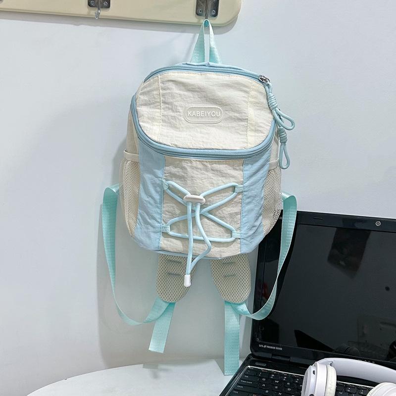 Mini backpack women's Korean niche design drawstring contrast school bag light travel outdoor mountaineering small backpack trend