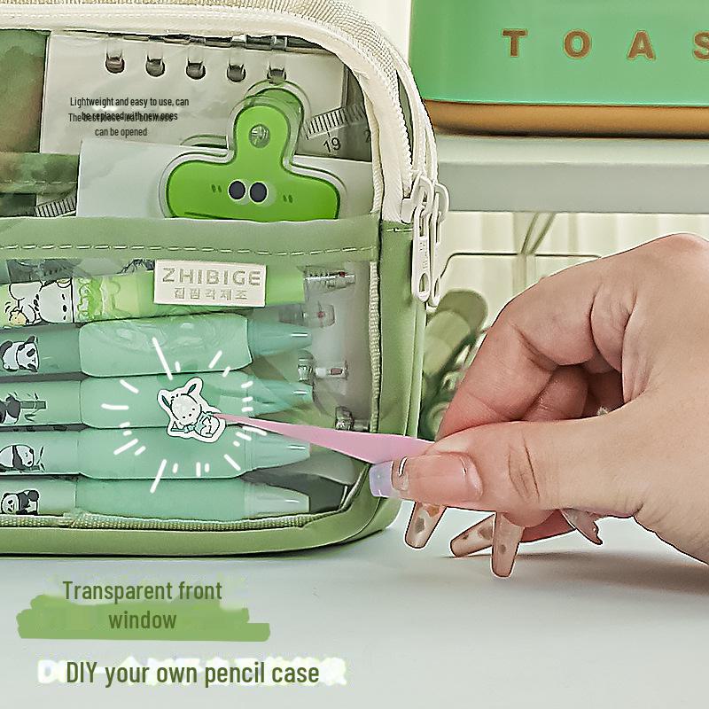 Large Capacity Transparent Pencil Case for Girls In Japanese Style – Stylish and Simple for Primary and Middle School Students