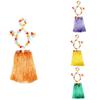 Cute Kids Hawaiian Grass Hula Lei Skirt With Bright Color Flower Wristband Garland Fancy Costume For Festivals And Parties