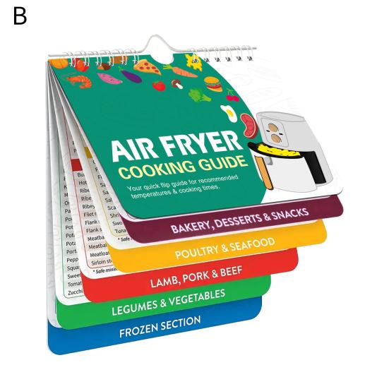 Air Fryer Magnetic Stickers Cooking Time Chart Magnet Temperature Guide Recipe Cards Convenient Kitchen Accessory for Home Travel