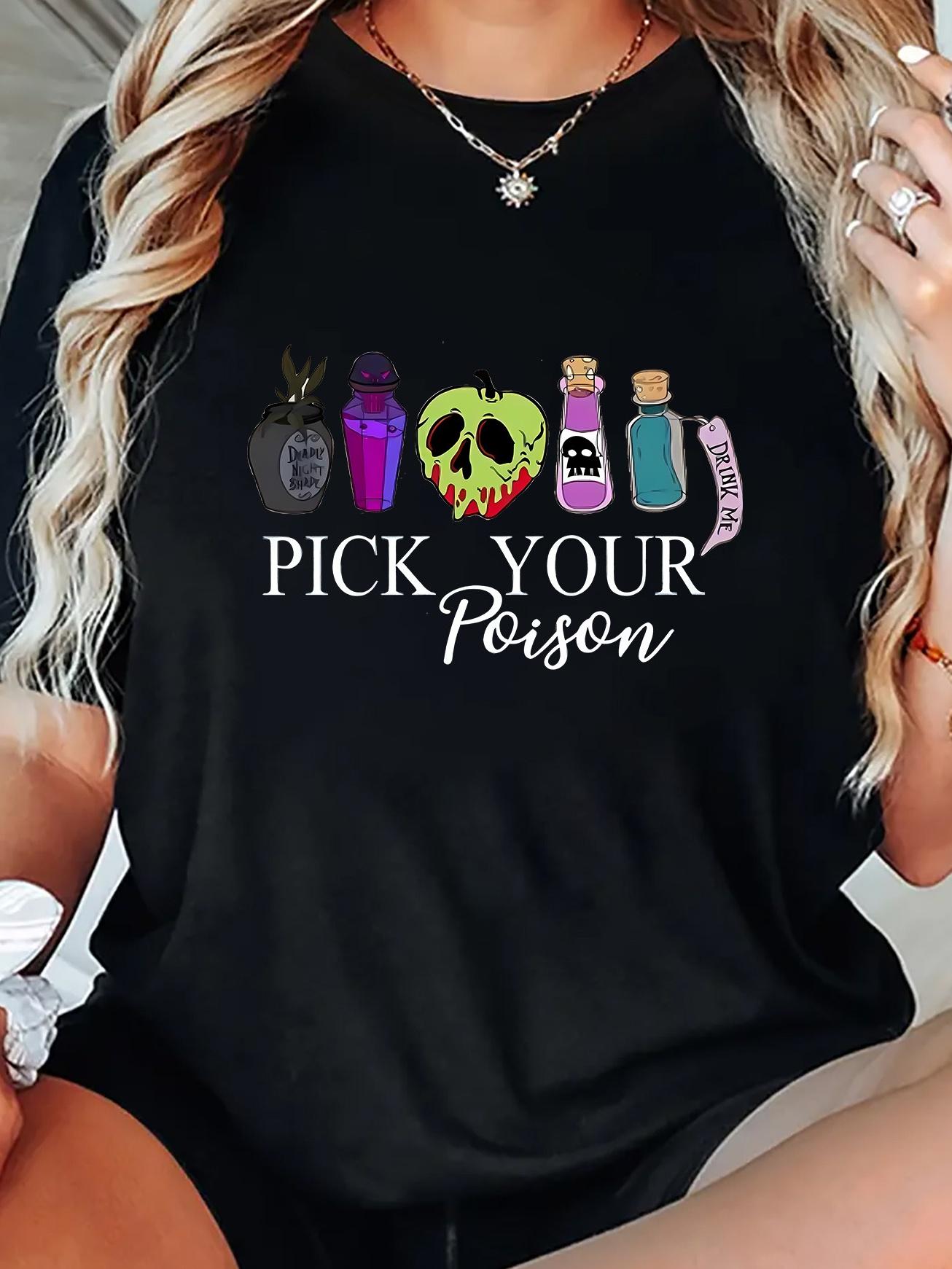 Halloween Poison Bottles Skull Pick Your Poison T-shirt XL