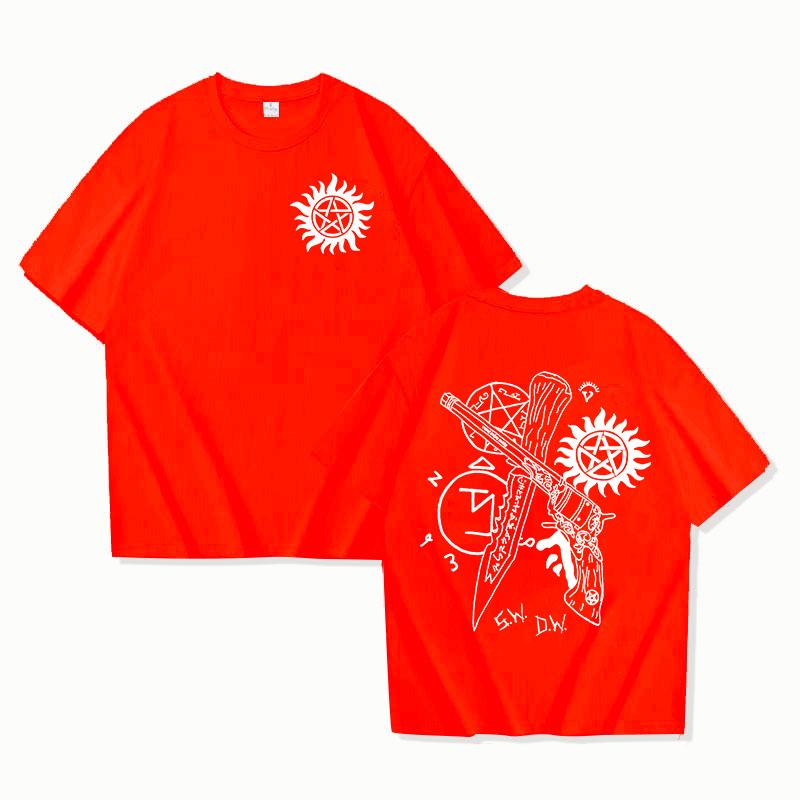 Hot TV Supernatural Print Short Sleeve T Shirts Men Women Shirts Summer Short Sleeved Male T-shirts Comfy Soft Shirts Loose Tops