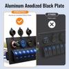 Marine Boat Switch Panel Waterproof 8 Gang 12V Rocker Switch Panel 12 Volt Toggle Switch Panel Blue LED Lighted for Automotive Car Truck