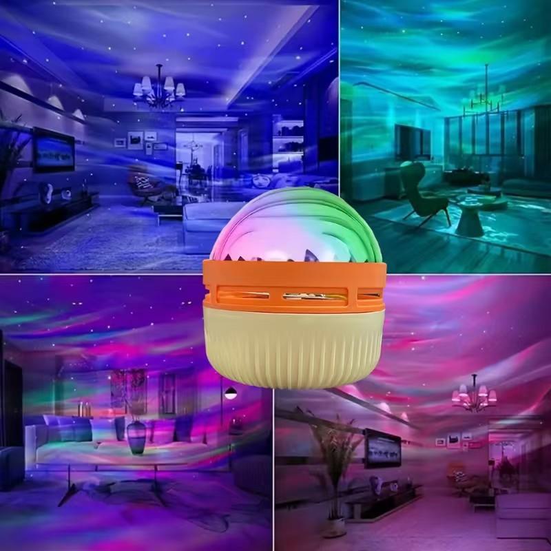 Nordlys Stjernehimmel Projeksjonslys Soverom Rennende vann Ripple Omgivelseslys Aurora Romantisk Kreativ Fjernkontroll Nattlys