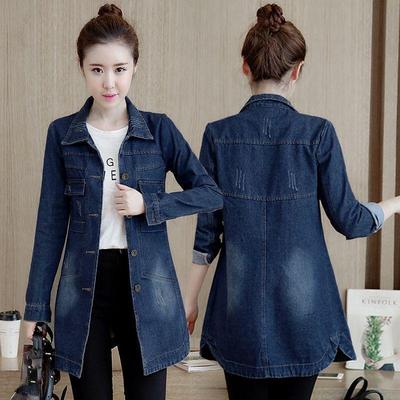 Giacca lunga monopetto alla moda in denim, resistente al restringimento, da donna, con orlo irregolare, da donna, per le vacanze