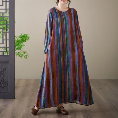 Long Sleeve Plus Size Cotton Vintage Floral New In Dresses for Women Casual Loose Spring Autumn Dress